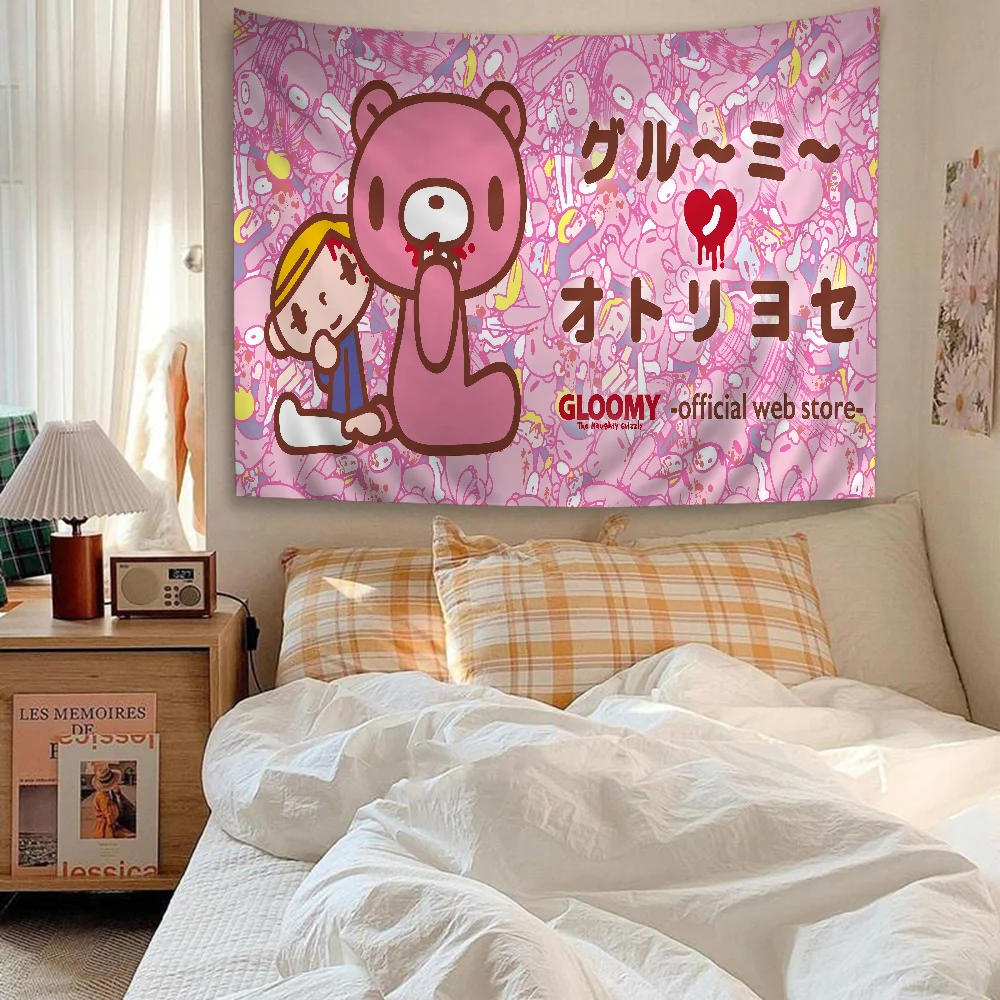 Cartoon G-Gloomy Bear Tapestry Anime Tapestry Hanging Tarot Hippie Wall Rugs Dorm Wall Hanging Sheets