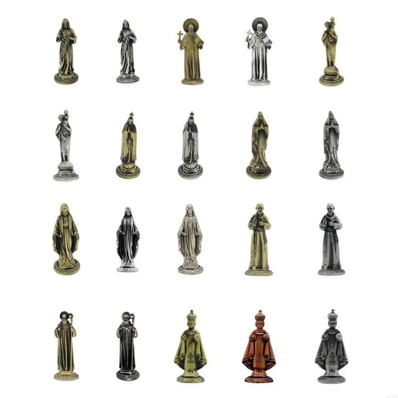 62KD Metal Maria Figurine Vintage Antique Christian Religious Figure Statue Ornament