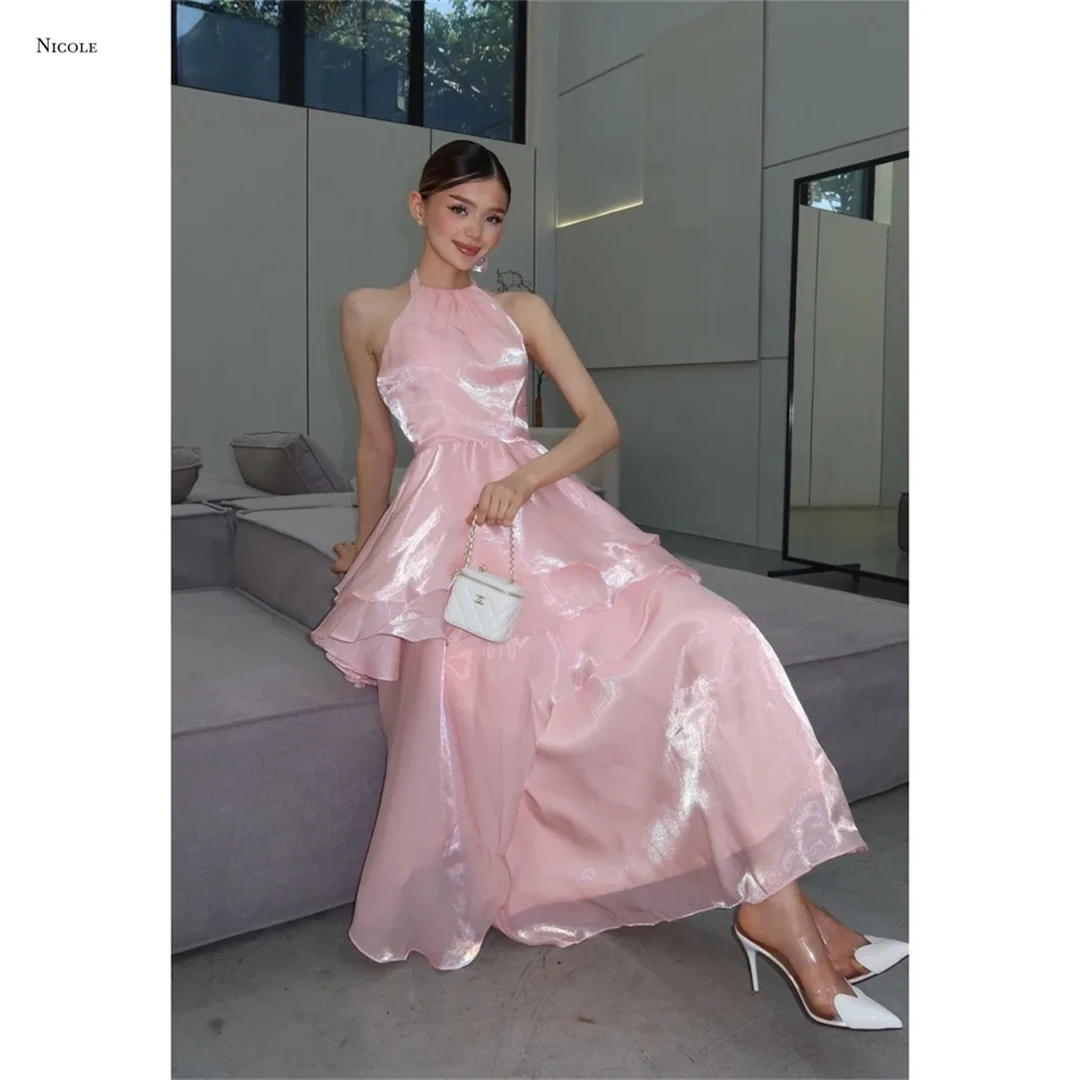 

Nicole Round Collar Evening Dresses for Luxury Party Dresses Woman 2025 Line A Women Evening Dress Custom Made Satin Cloth Prom