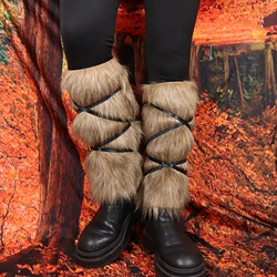 2PCS Medieval Faux Fur Warm Leg Wraps Boot Covers Halloween Viking Costume Personalized Costume Accessories
