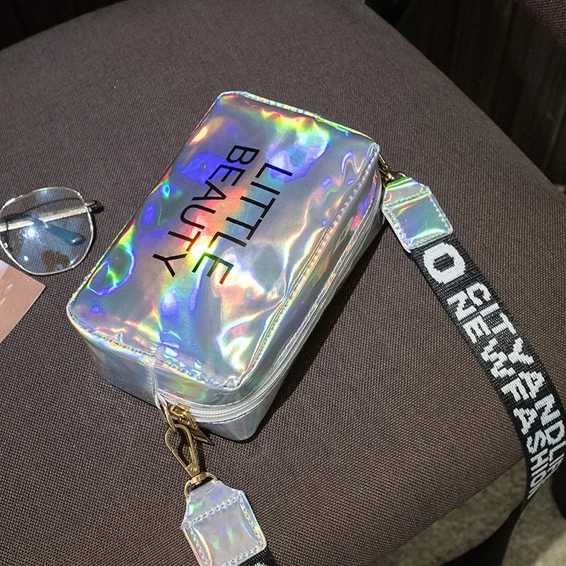 Mini Women Laser Crossbody Bag Messenger Shoulder Bag PVC Jelly Small Tote Messenger Candy Colors Bags Laser Holographic 2024