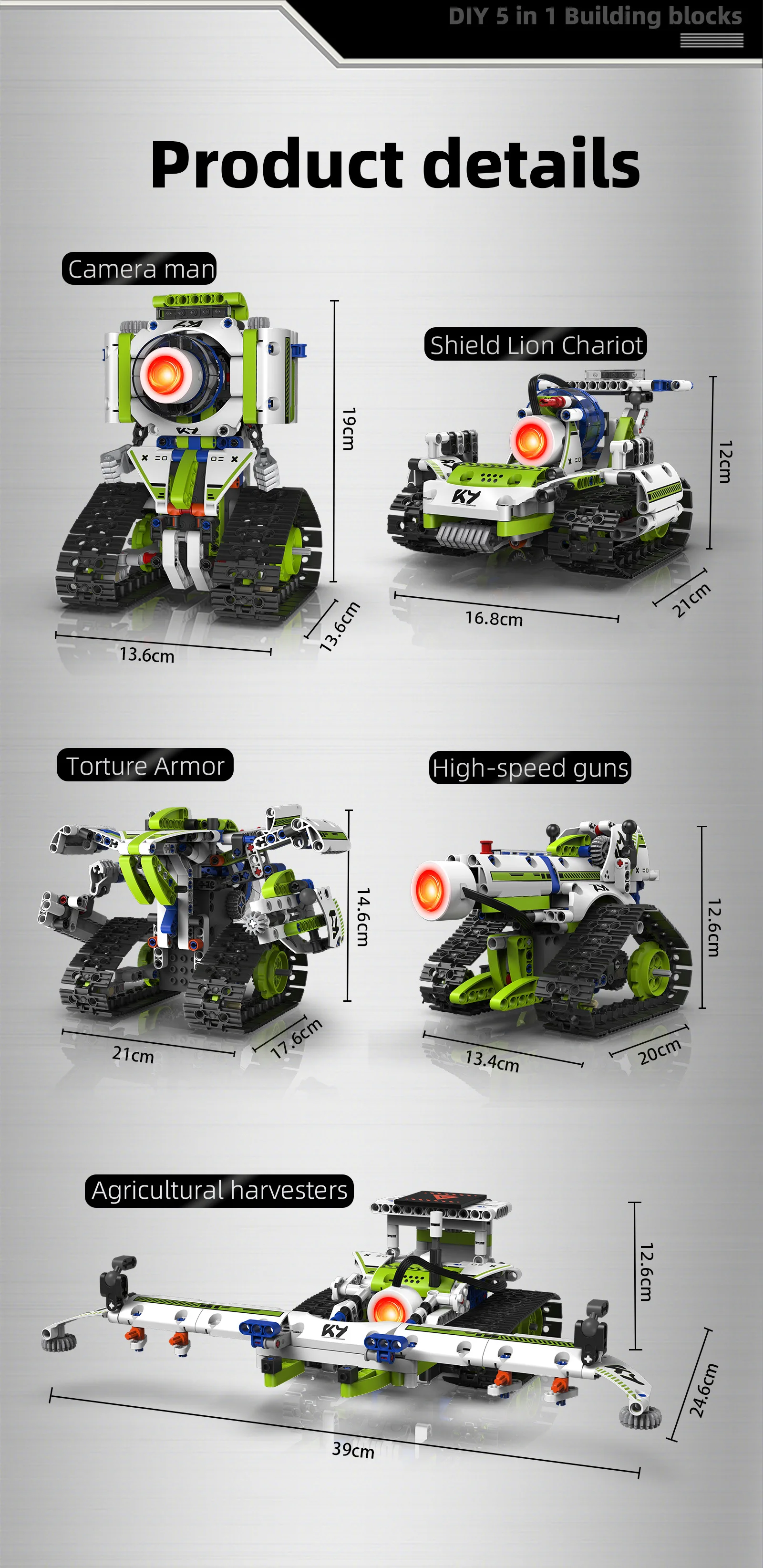 K96158 337PCS 5-in-1 Electric Remote Control Programmable Robot STEM Educational Coding Toy with Digital Display