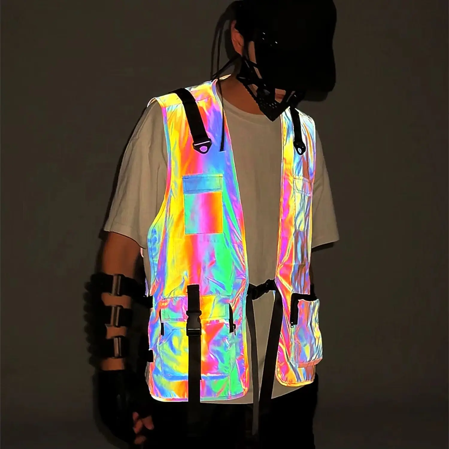 

Multifunction Tactics Waistcoat Reflective Jacket Night Visible Road Safety Motorcycle Cycling Outdoor Sports Sleeveless Vest