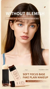 Lazy Person's Eraser Foundation Stick with Brush Brightening Foundation Liquid Long-lasting Non-smudging Double-ended Concealer