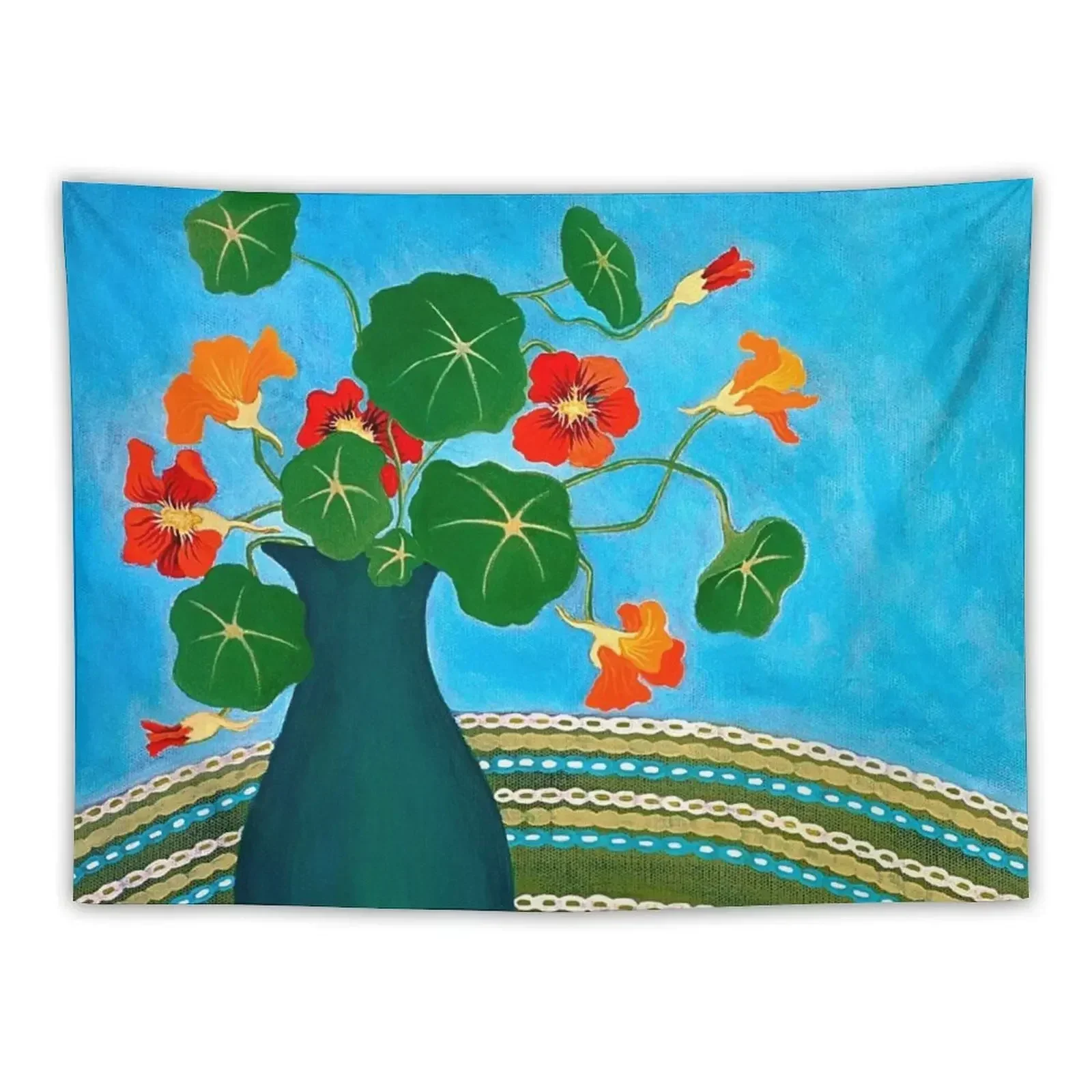 

My Nans Nasturtiums Tapestry Outdoor Decoration Aesthetic Room Decor Room Decor For Girls Tapestry