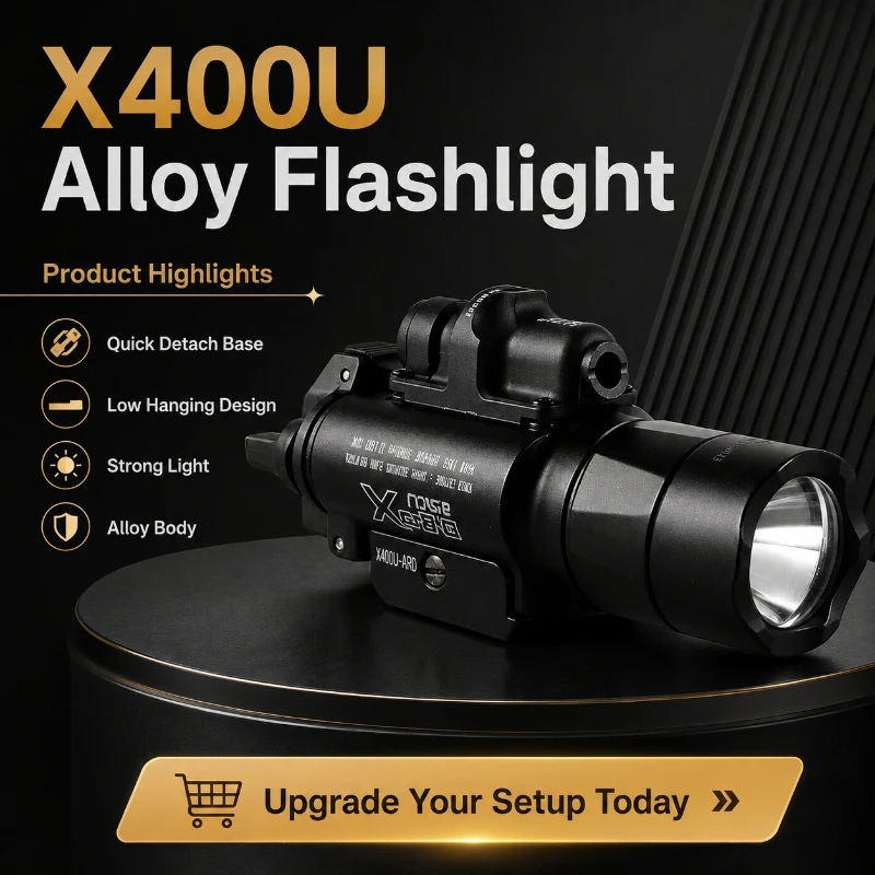 Super High Output X400U Aluminum Flashlight Easy Remove Under Stabilizing Holder Light With Adjustable Beam Alignment