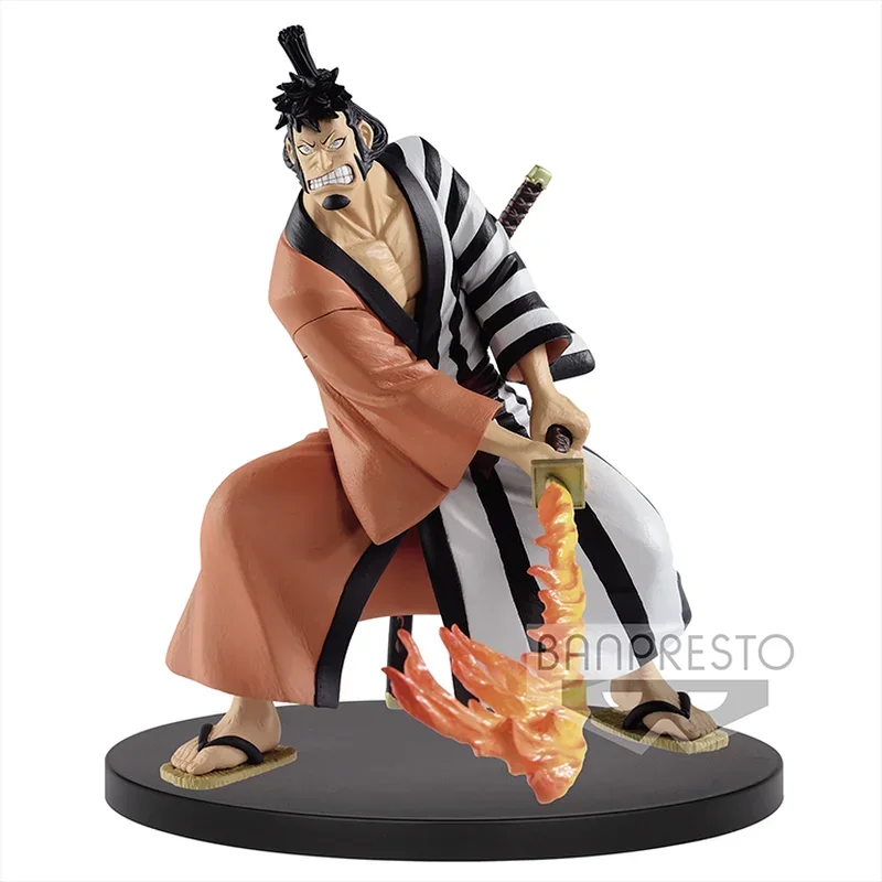 Bandai Original One Piece Anime Figure Kin'emon Moment of Battle Action Figure Toys for Kids Gift Collectible Model Ornaments