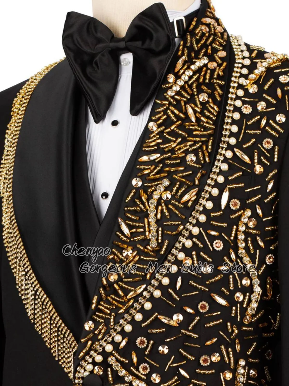 Shining Diamond Beaded Decorat - Men'S Grooming Jacket review and price