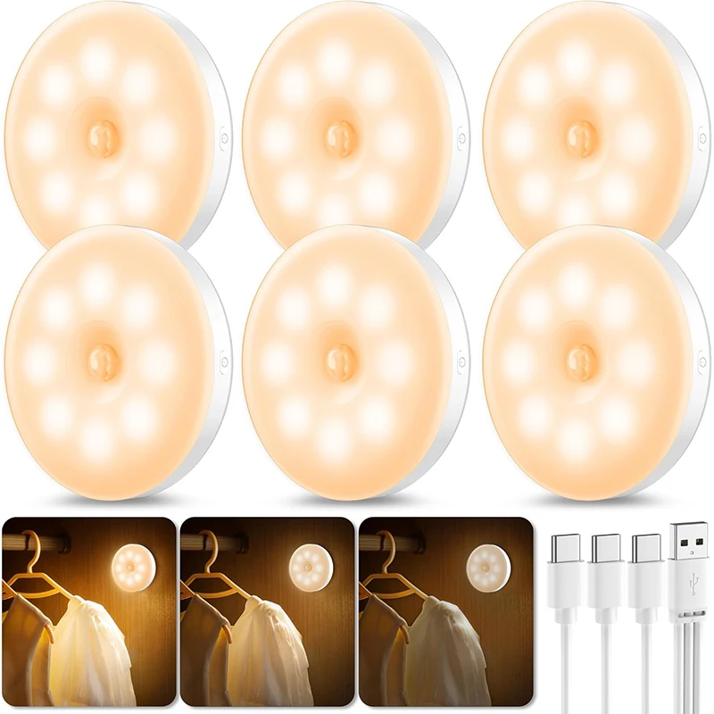 

LED Night Light with Motion Sensor, Wireless & Magnetic - Sensor Lights for Hallway, Stairs, Wardrobe, Kitchen & Bedroom