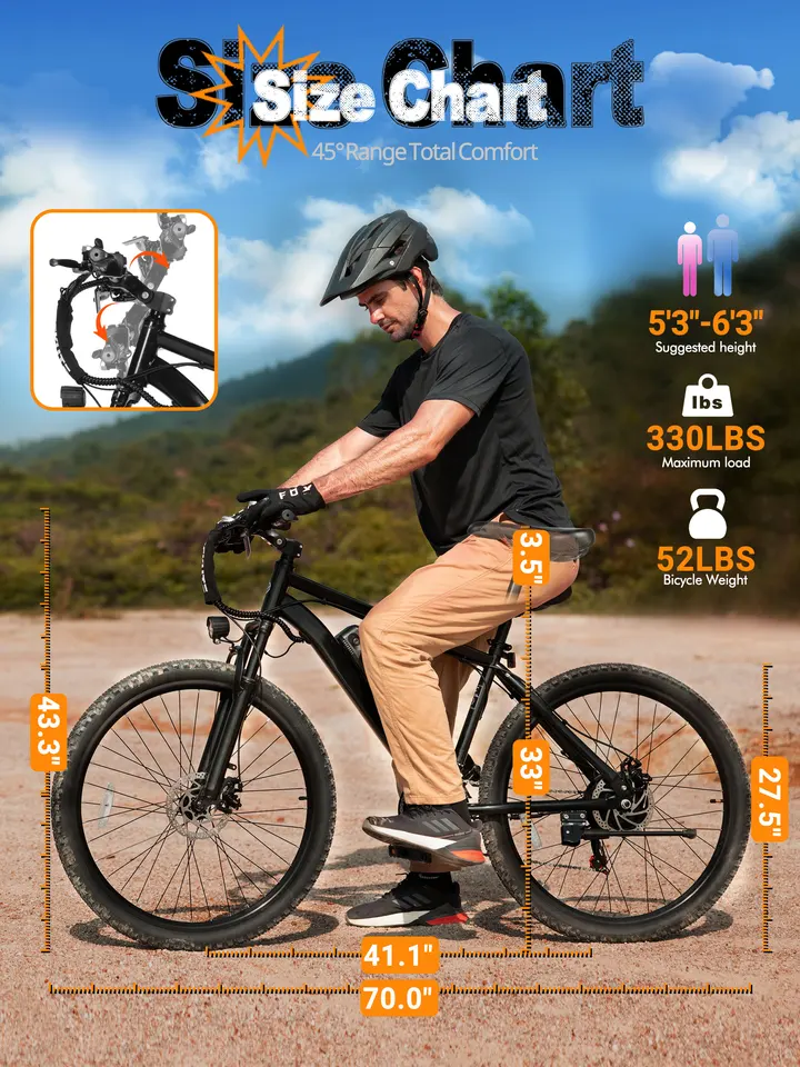 ESKUTE Electric Bicycle for Adults – 21-Speed Gear 27.5' Mountain Electric Bike, 20MPH+, 48V 10.4Ah Battery E-Bike image 13