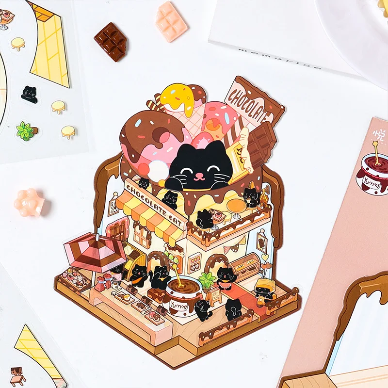 بطاقة عاشق 3 قطعة سلسلة ورشة عمل هريرة ثلاثية الأبعاد ملصقات المناظر الطبيعية مادة مقاومة للماء سجل القصاصات الشارات مخطط لوازم رائعتين #3