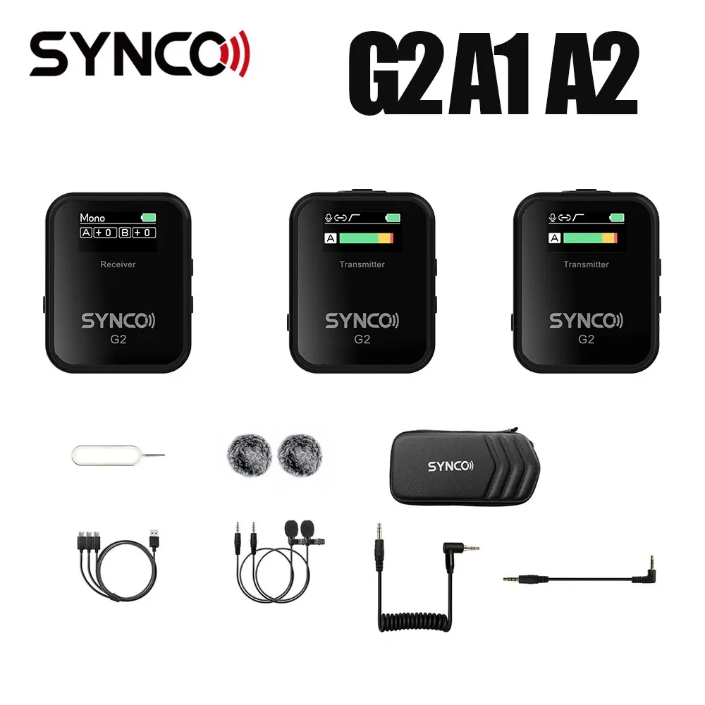 

SYNCO G2 G2A1 G2A2 A1 A2 Wireless Lavalier Microphone System Mic for Smartphone Laptop DSLR Tablet Camcorder Recorder 70M