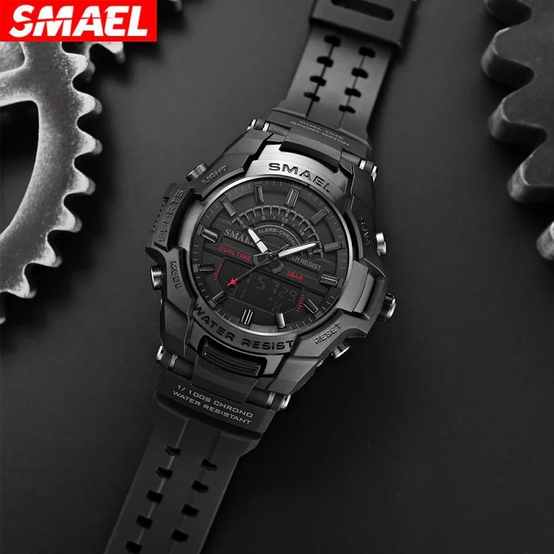 

Smael New Alloy Sports Electronic Watch Men's Large Dial Alarm Luminous Scratch-Resistant Waterproof Watch