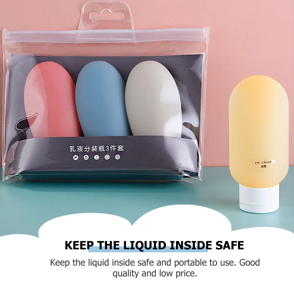 

3Pcs Leakproof Silicone Travel Bottles Refillable Containers Compact Portable Toiletry Lotion Shampoo Bottles