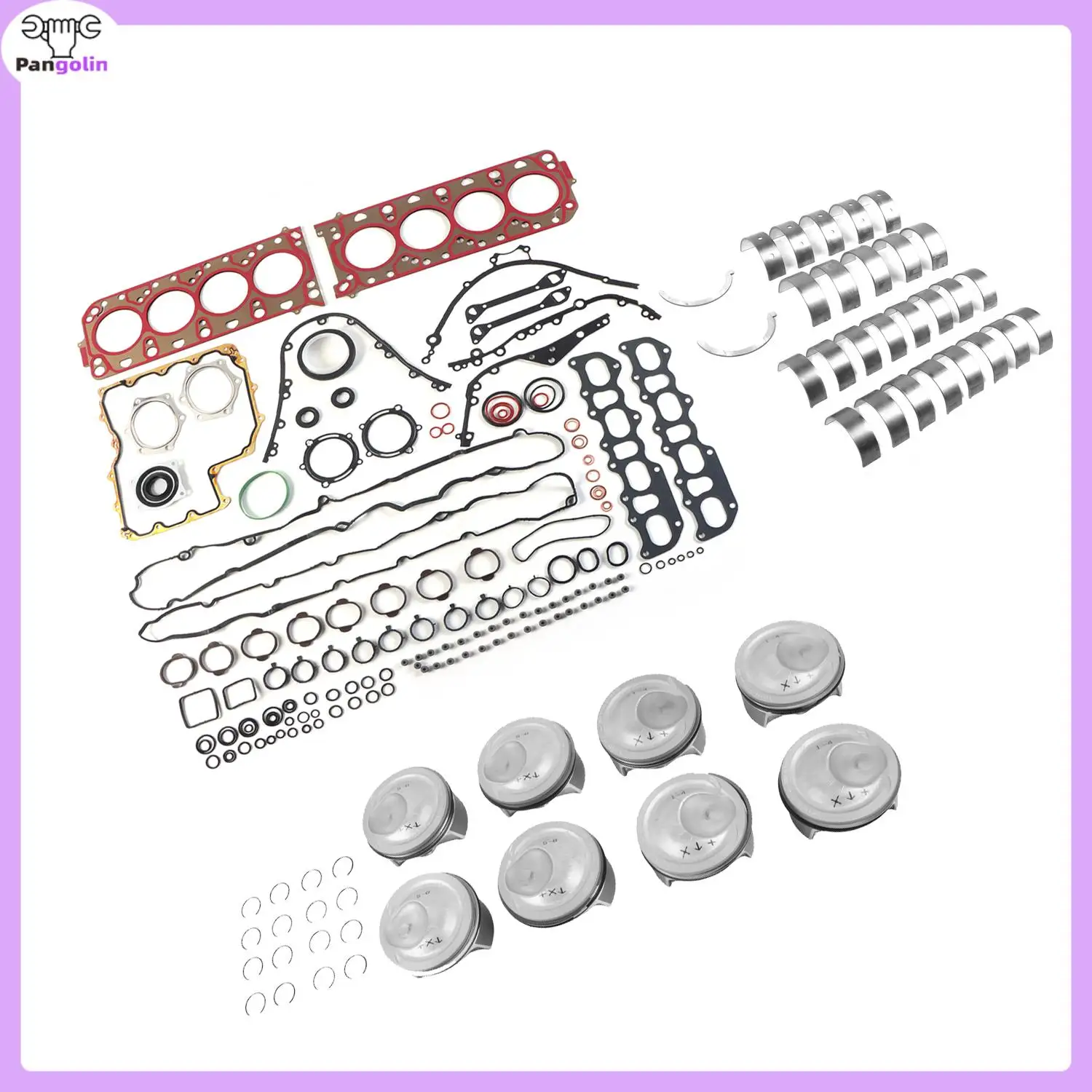

1set Piston & Gasket Kit & Bearing 94810304667 For Porsche Panamera Cayenne 9PA 92A 970 955 M48 4.8T Engine Rebuild Overhaul Kit