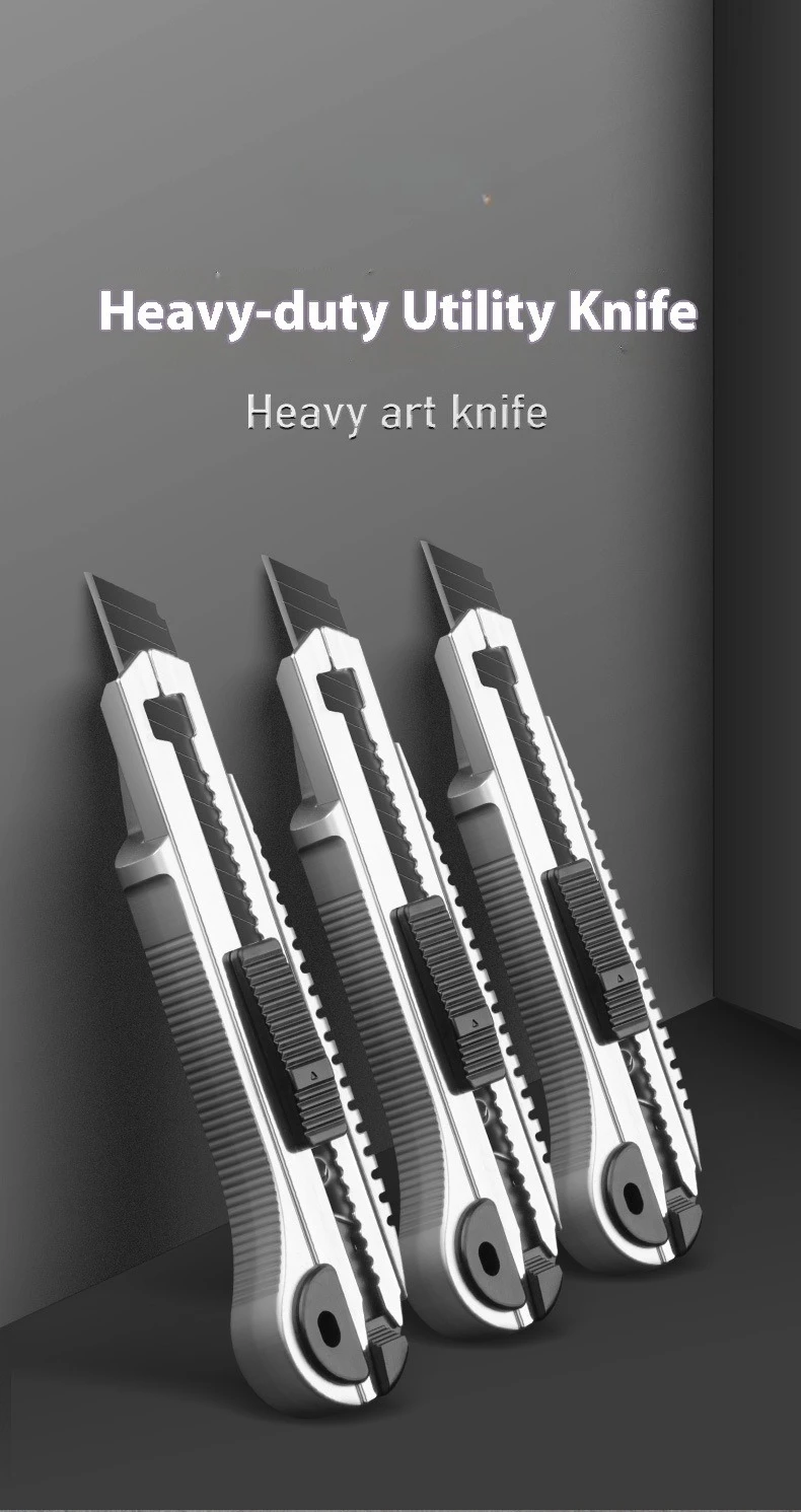 سكين ورق جدران فولاذي سميك من الدرجة الصناعية، شفرة سوداء معدنية من الفولاذ المقاوم للصدأ، قاطع ورق #6