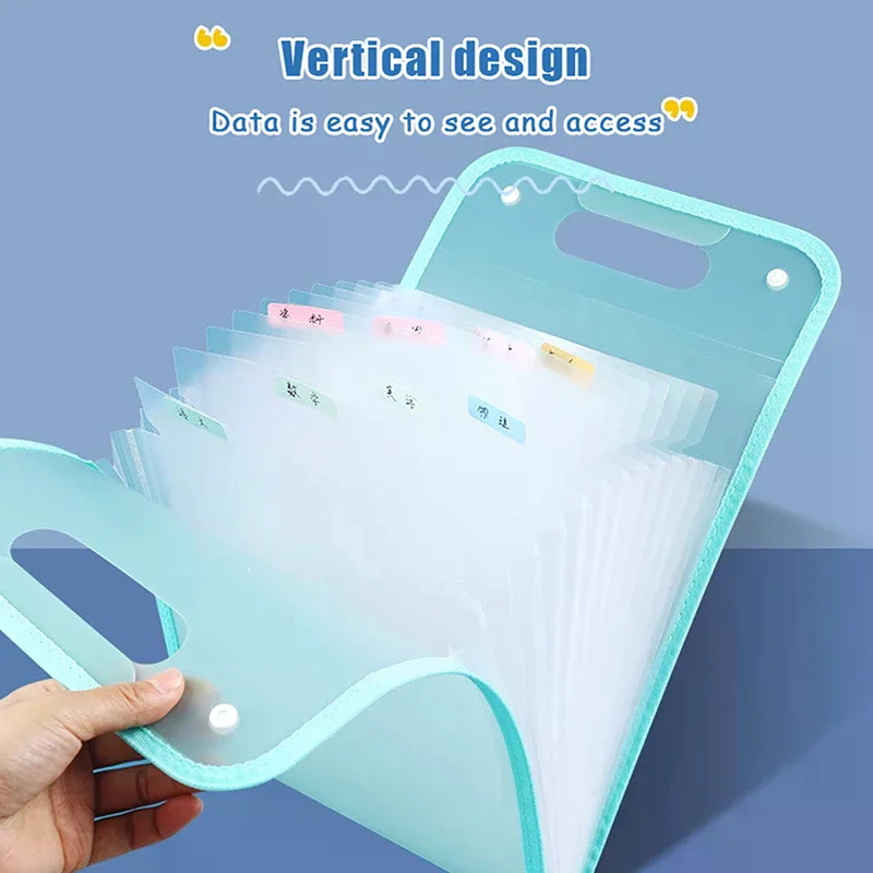 13 Pocket File Folders Portable A4 Letter Size Macaron Color Accordian Document Organizer Classroom Office Home Storage