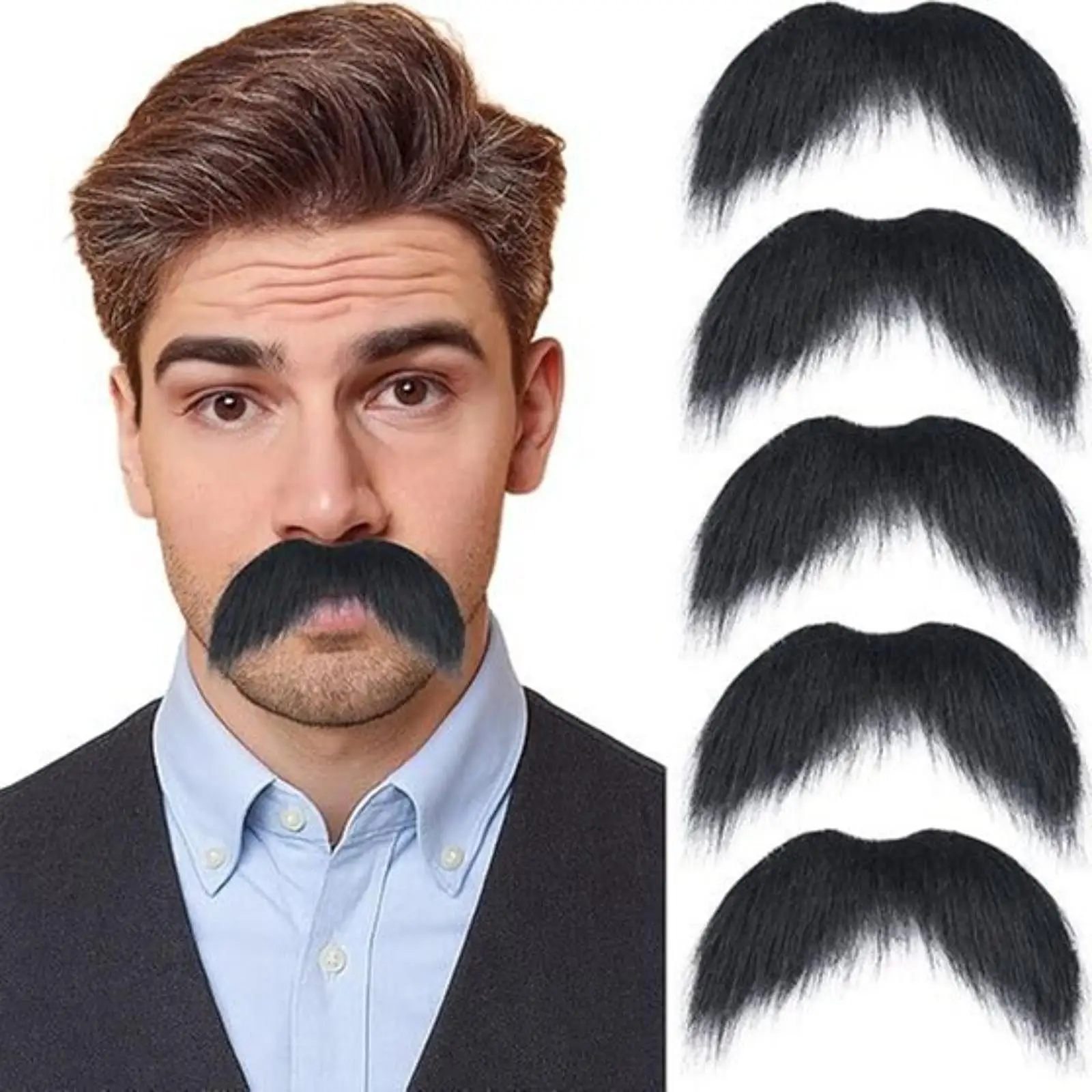 

5 Pieces Self Adhesive Fake Mustache Realistic for Festival Men Women Adults
