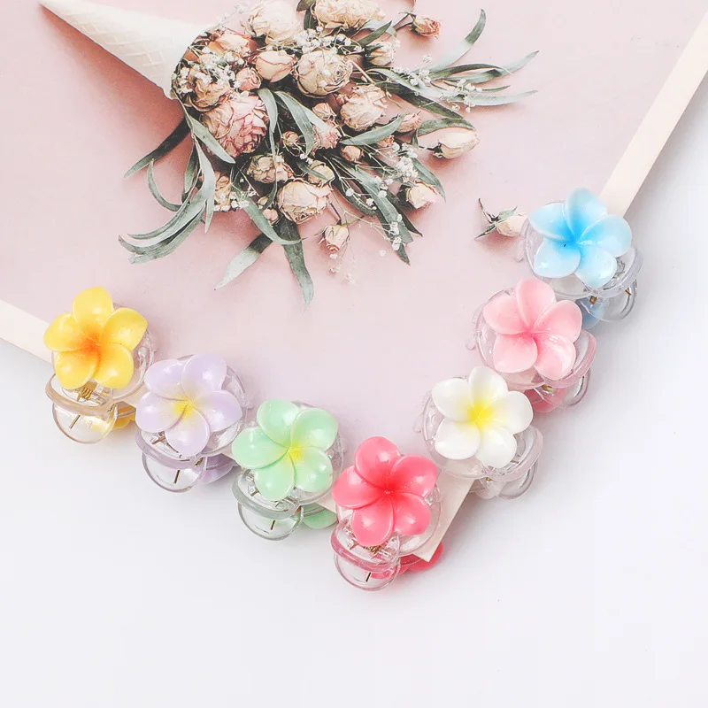 5Pcs/set Korean Plumeria Flower Hair Claw Clips For Women Girls Egg Flower Mini Hair Side Clip Hairpin Barrette Hair Accessories