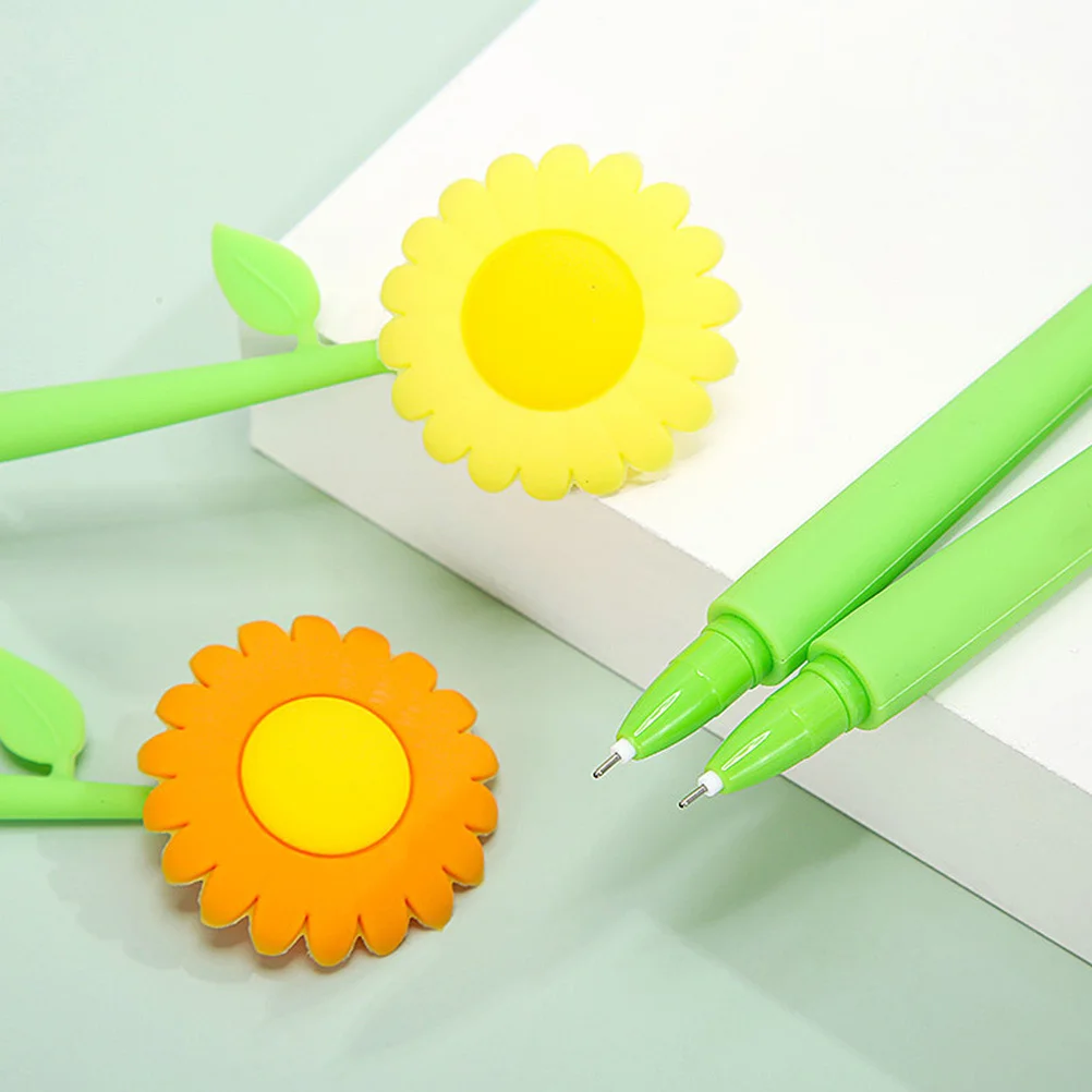 

2Pcs Sign Pens Smooth Writing Black Ink Sunflower Shaped Adorable Office Student Supplies Adorable Writing Pens
