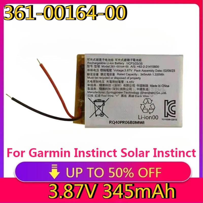 

361-00164-00 New High Quality Replaceable Replacement Battery for Garmin Instinct Solar Instinct STD-810G Watch Battery