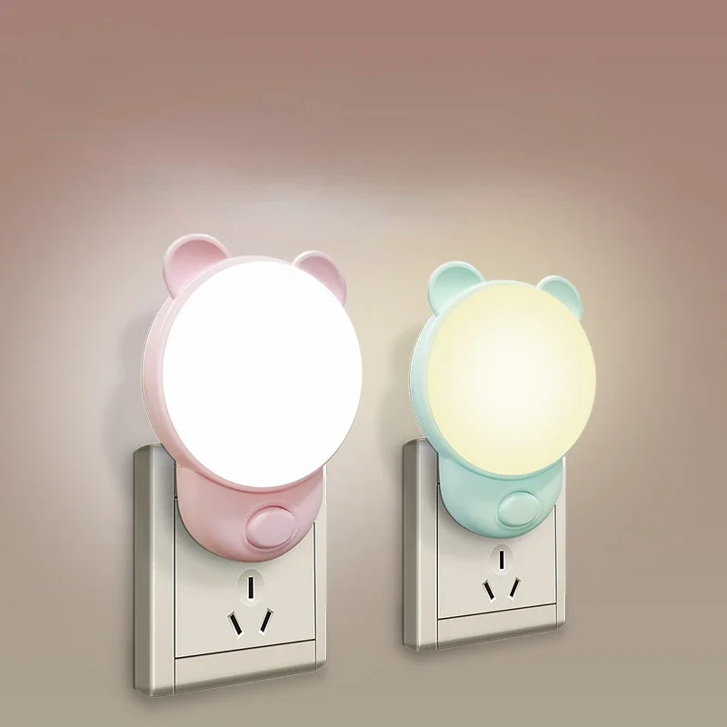 

New Strange Switch Little Bear Plug in Night Light Bedroom LED Plug in Lighting Warm Light with Sleep Light Room Decor