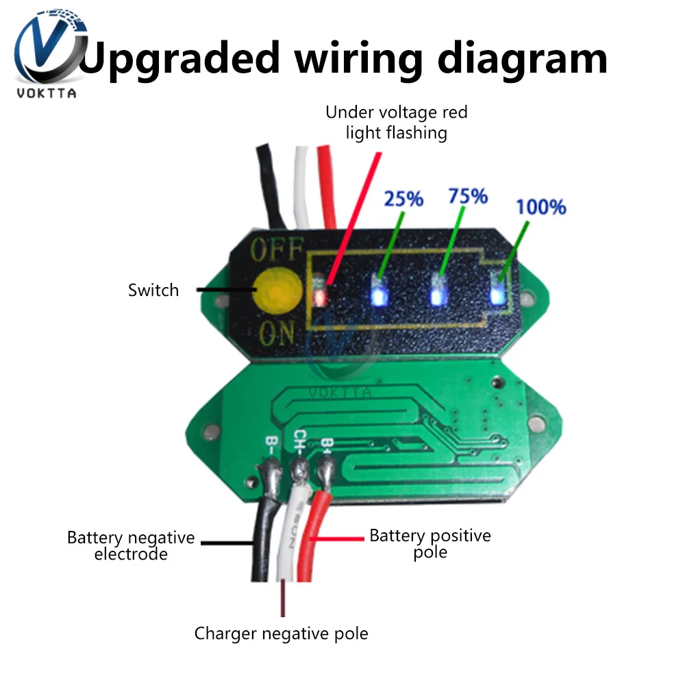 18650 Lithium Battery Capacity Indicator LED Horse Race Lamp Battery Charging Indicator Battery Tester Battery Level Monitor