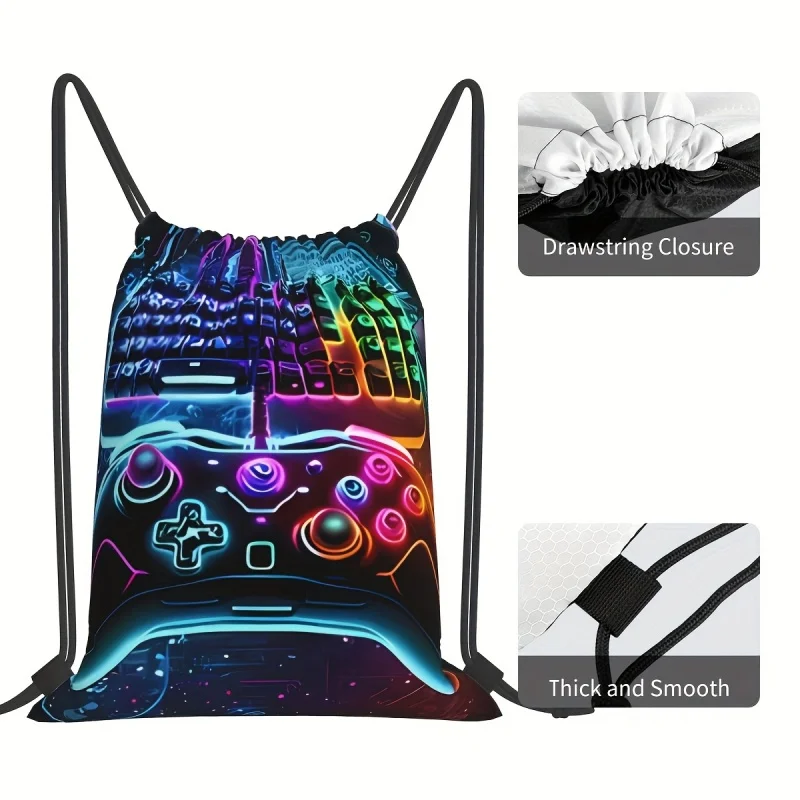 Game machine handle pattern sports drawstring bag, fitness storage backpack ,print beach drawstring bag storage bag sports gym