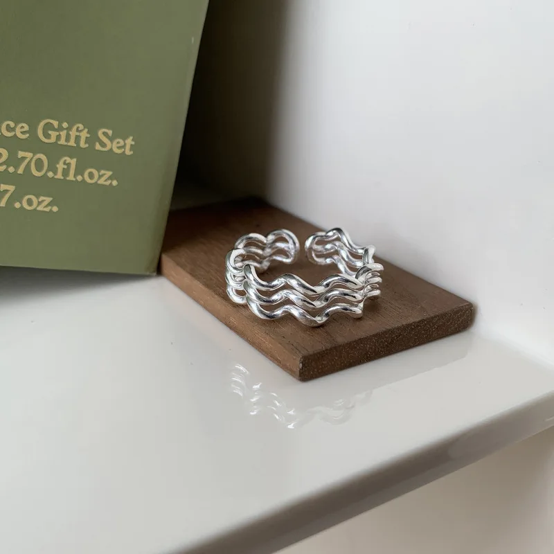 

Полое минималистичное ретро-кольцо из стерлингового серебра 925 пробы с текстурой, подарок для женщин