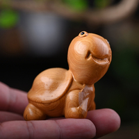 Miniature Wooden Figurine Cute Small Animal Ornament Souvenirs Turtle Rabbit Chick Snake Wood Carving Home Decor Snake Pendant