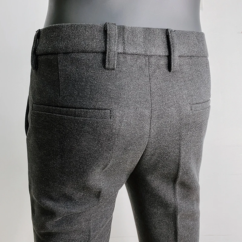 2025 خريف شتاء جديد الصوفية سميكة دعوى السراويل عالية الجودة الرجال سليم صالح مستقيم الأعمال الرسمية الاجتماعية مكتب سروال فستان #5