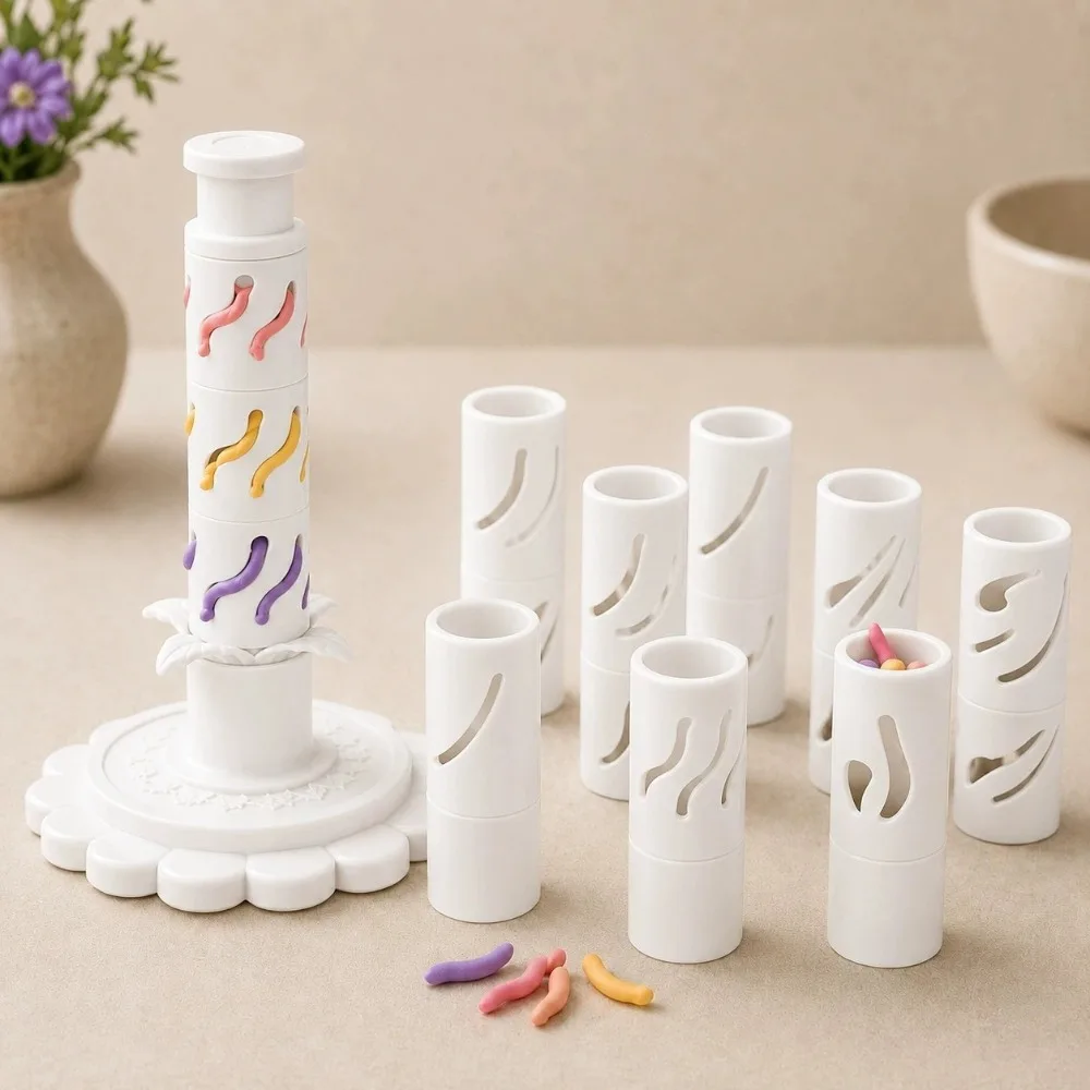 3D Printed Clay Flower Making Tool 9 Shaping Sleeves Multi-Cavity Modular Clay Bloom Maker Handmade Hand DIY