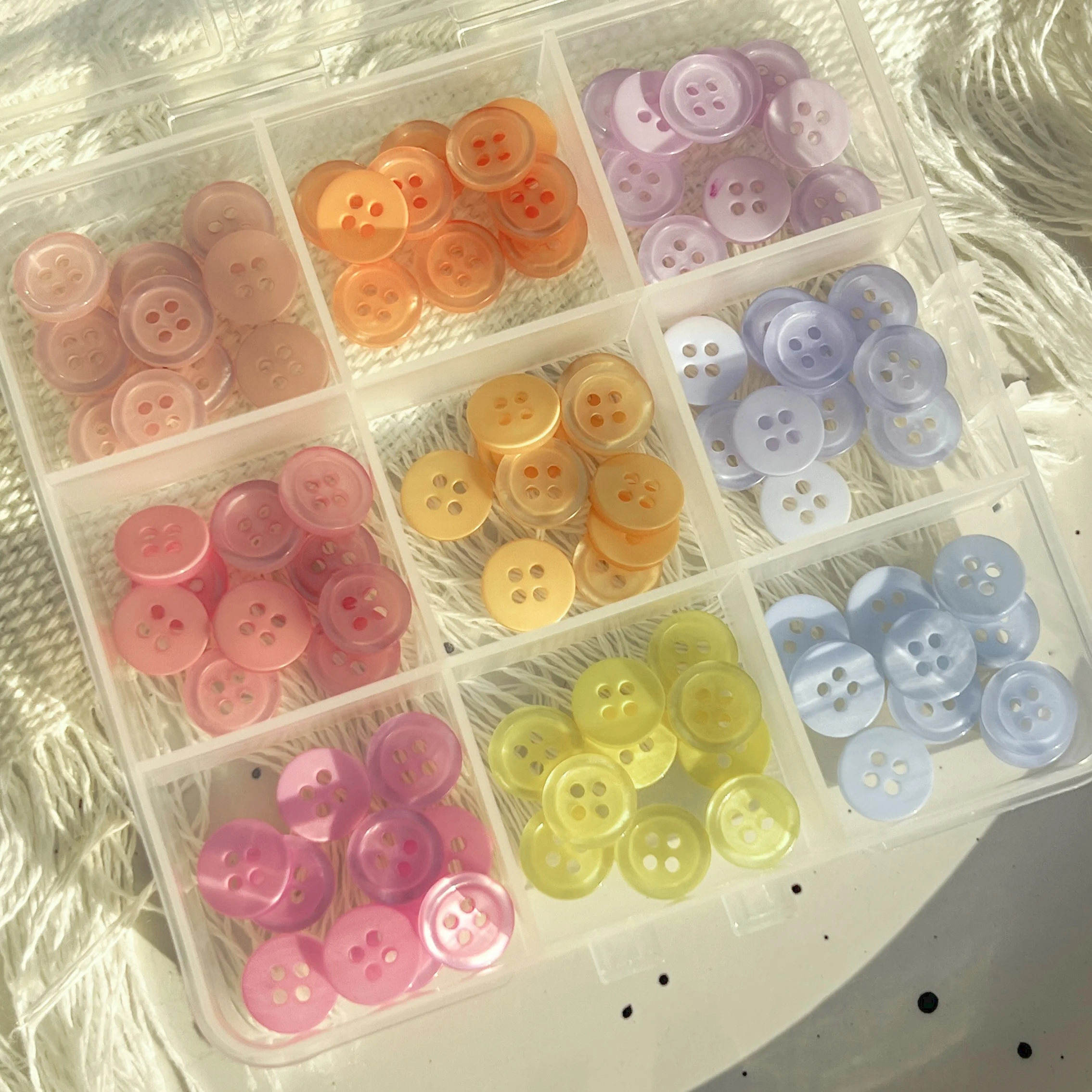 90PCS Colorful 10MM Resin Buttons Rotundity Household Handmade DIY  Buttons Sewing Supplies Clothing Accessories Material Box