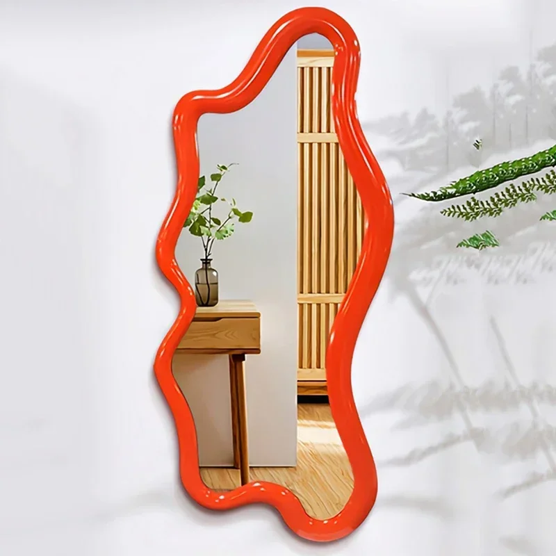 Red Girls Mirror Small Standing Vanity Items Living Room Korean Mirror Luxury Funky Barber Infinity Espelhos Home Decorations