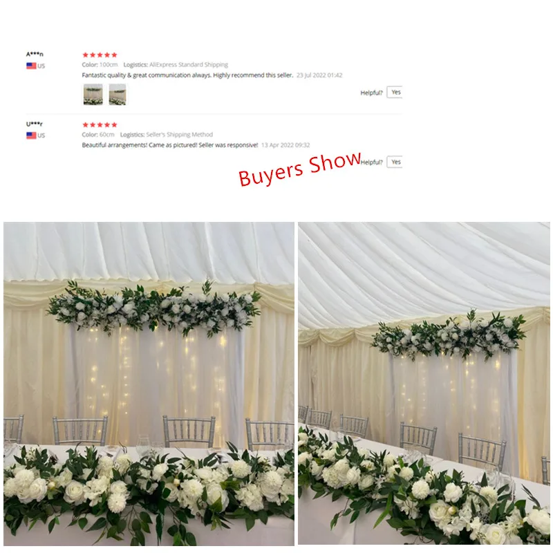 صف زهور اصطناعية لديكور قوس الزفاف، نباتات خضراء وردية بيضاء، تشكيلة زهور، عرض خلفية لمرحلة الحفلات، A7072 #6