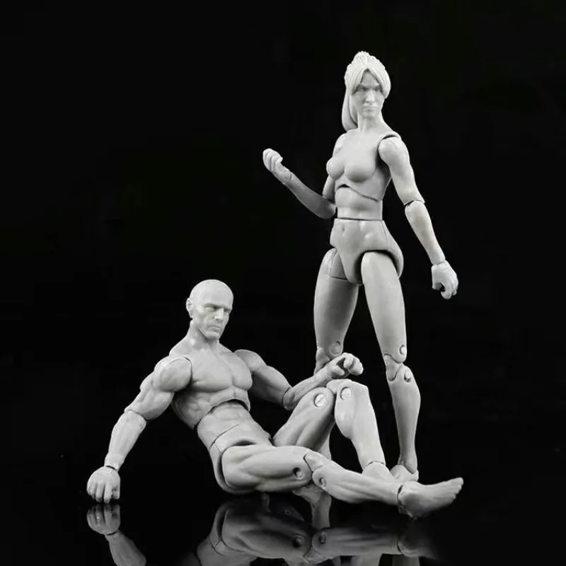 A Pair of Men and Women with A 3.75-inch Version of Gray Skin Joint Movable Doll Painting Tool Domestic Figure Ornament Model