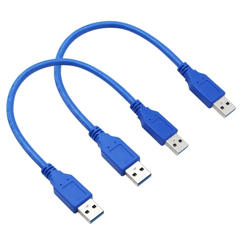 Kabel USB 3.0 Tipe-A Male Ke Male 0.6 Meter Kabel Transfer Data Kecepatan Tinggi untuk Penutup Hard Drive dan Koneksi Laptop