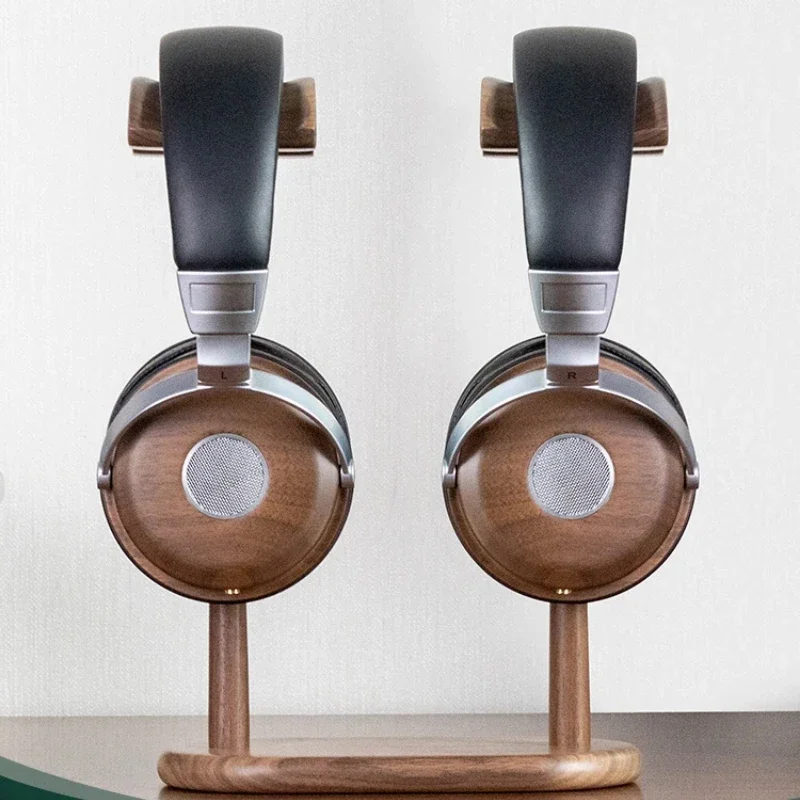 

Solid Walnut Headphones Stand Dual Beech Wood Holder with Antislip Silicon Pad SpaceSaving Display Shelf for Gaming Headsets