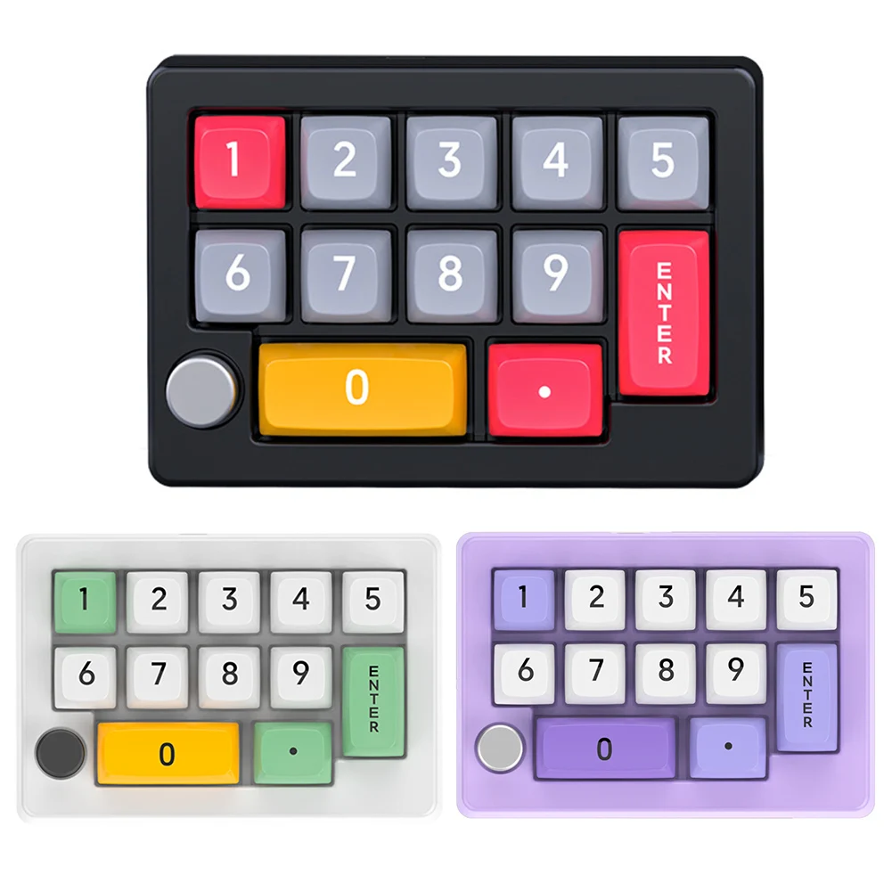 Teclado de programação programável macro com fio de 13 teclas, teclado mecânico para jogos totalmente permutável, 12 efeitos de iluminação RGB
