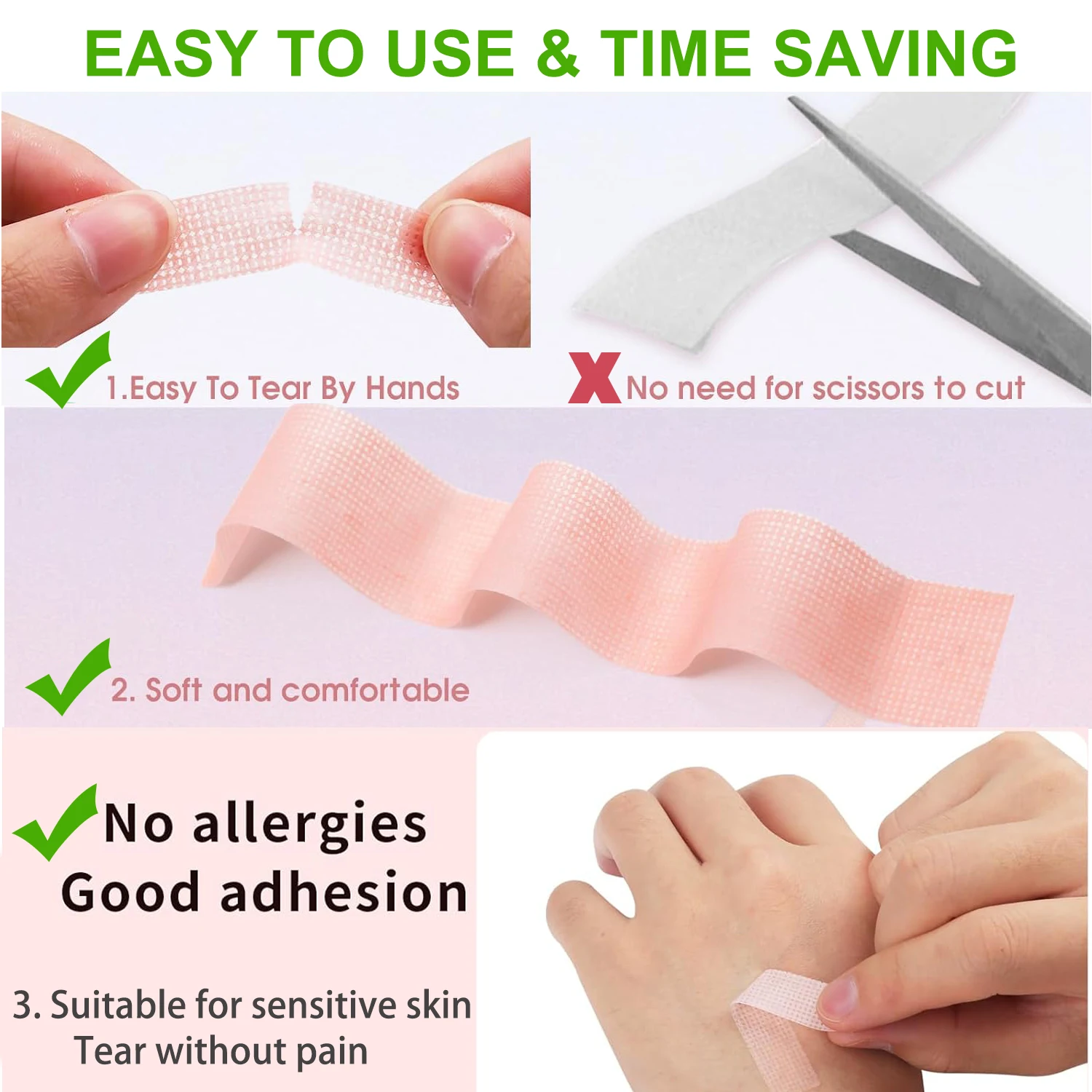 2pcs New Silicone Gel Eyelash Tape for Eyelash Extensions Lash Extension Tape Sensitive Tape Supply Eyelash Sticker Eye Pads