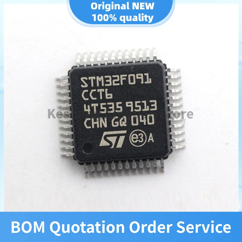 The new original STM32F091CCT6 package LQFP-48 ARM Cortex-M0 microcontroller IC.