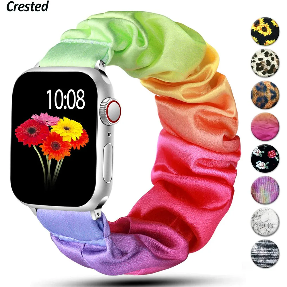 Scrunchie Strap for Apple watch band 40mm 44mm 42mm 38mm 42 mm Elastic Nylon Solo Loop bracelet iWatch series 6 5 4 3 se band