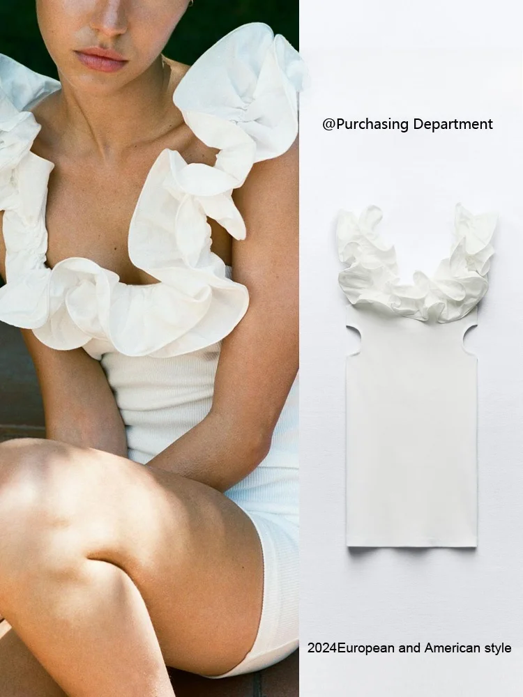 Slim fit sem mangas design aberto em camadas decoração novo verão vestido f estilo europeu 2024 vestido de moda sazonal