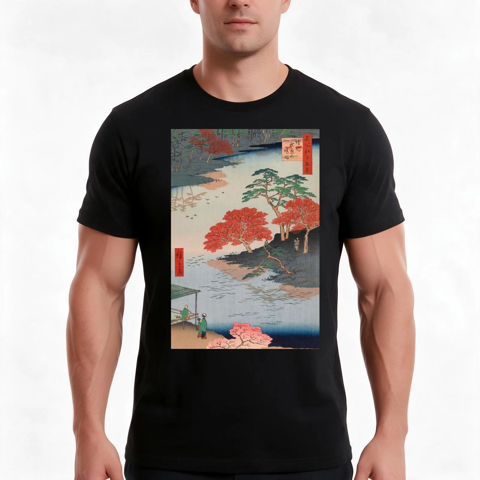 Inside Akiba Shrine Vintage Ukiyo-e Japanese Art T-Shirt, Summer Casual Cotton Tee, Oversized Streetwear Tops, Unisex Men Women