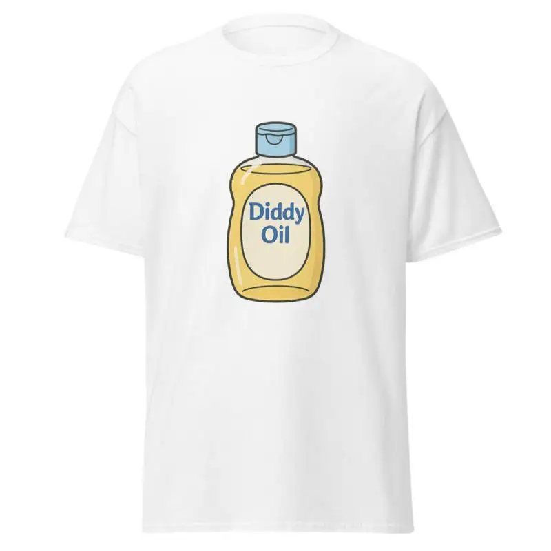 Diddy Oil Unisex Heavy Cotton Tee - Baby Oil T-Shirt Black White All Colors Meme