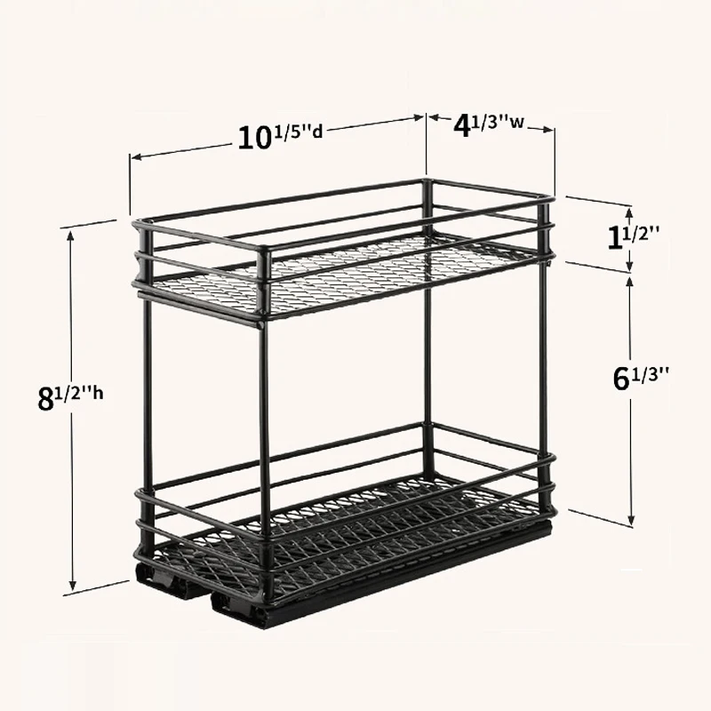 Kitchen Spice Racks Suit for Narrow Cabinet Drawer Pull-Out Seasoning Holder Rack with Track Spice Bottle Storage Organiziers