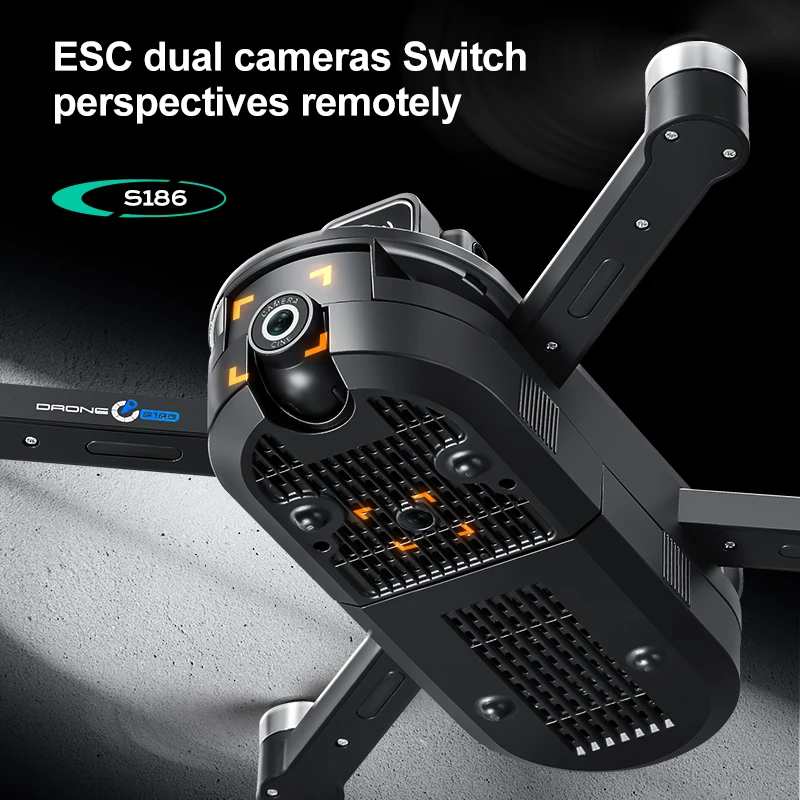 2025 S186 Drohne, professionell, 4K HD, Dual-Kamera, Fotografie, bürstenlos, faltbar, 12,5 cm großer Bildschirm, RC-Quadcopter, Jungenspielzeug, Geschenke