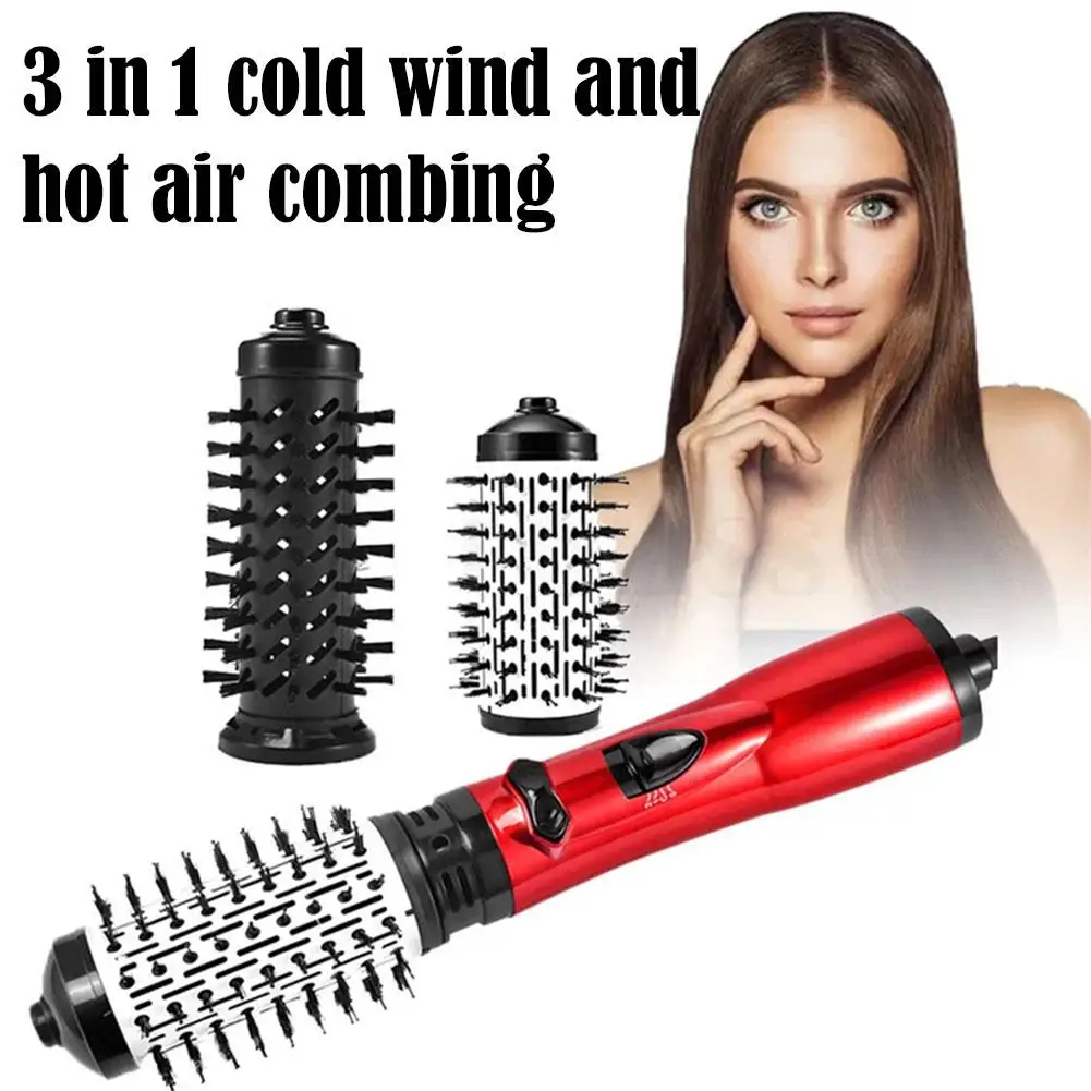 1pc 3 em 1 rotativo secador de cabelo pente elétrico alisador de cabelo pente de ar íon cabelo quente styler secador escova negativa x5u0