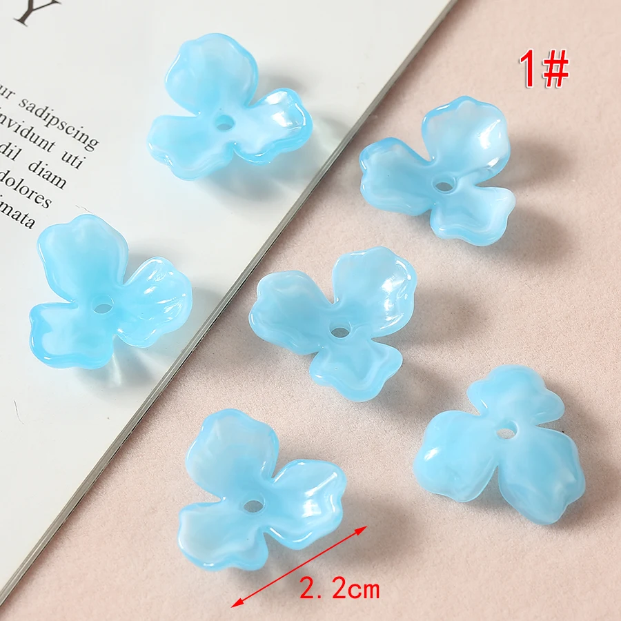30pcs/lot 2.2cm Big Acrylic Petals Flowers Beads Caps Transparent Dyeing For Hair Jewelry Making Crafts Creative Decoration Diy