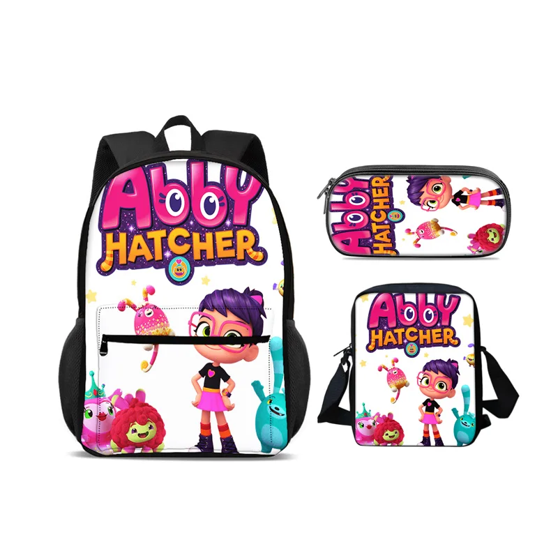 Abby Hatcher backpack pencil case shoulder bag 3Pcs Set new cartoon print, best birthday gift for boys and girls going to school